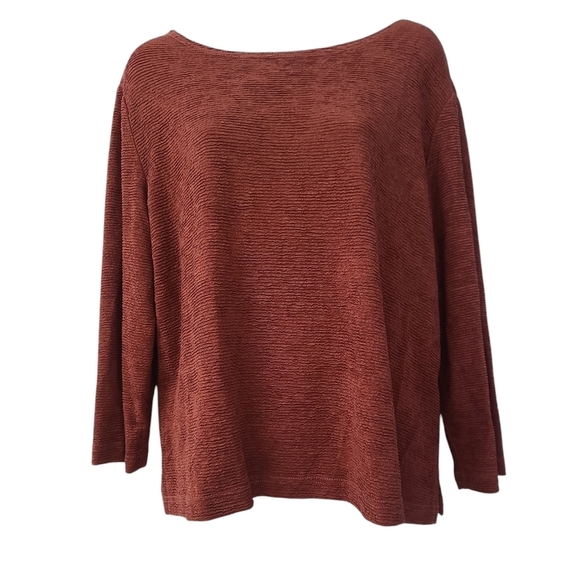 Coldwater Creek Popover Tunic Top Brown Rust Copper Wide Rounded Neckline XXL - Picture 1 of 8